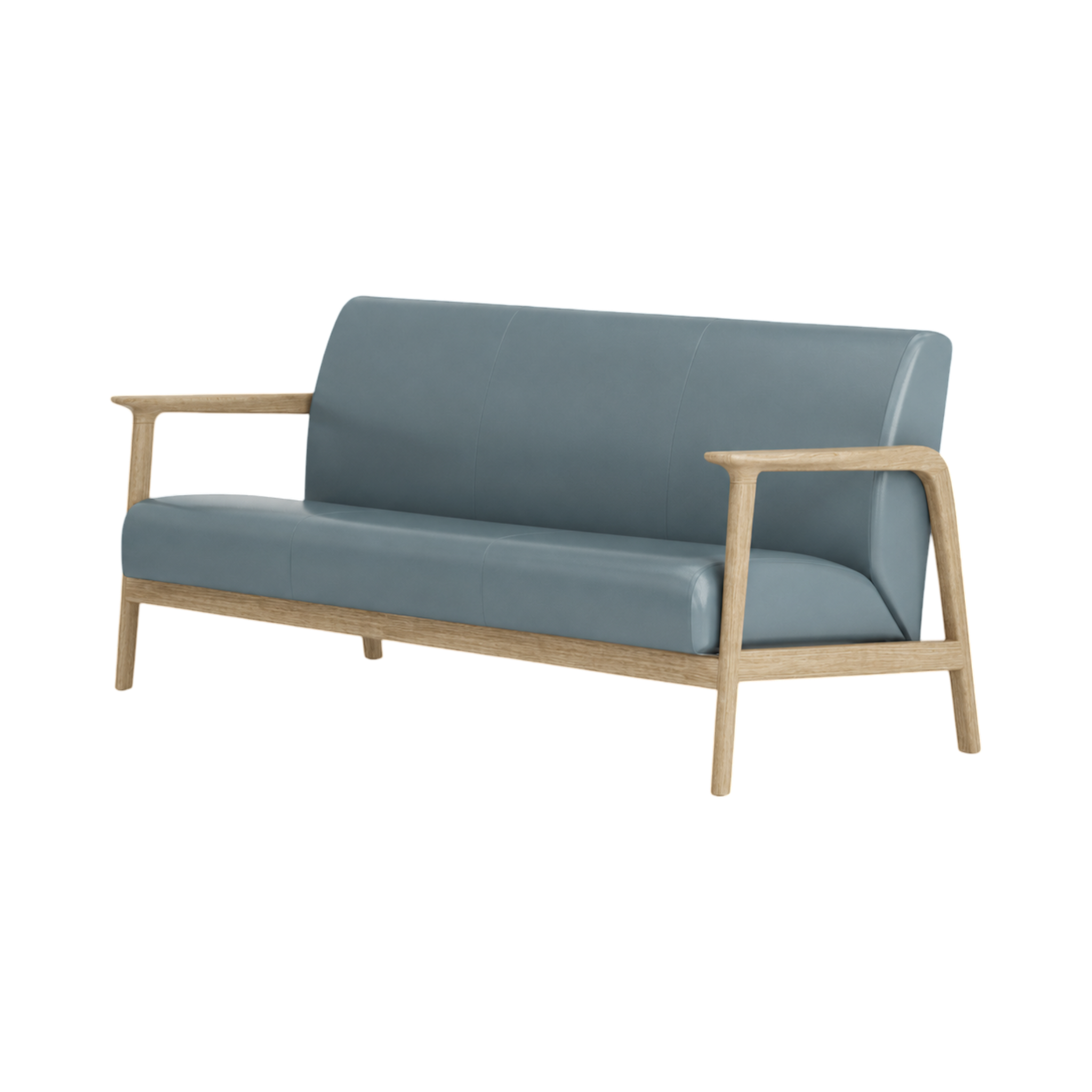 Elton Three Seater Sofa – Natural Oak / Blue