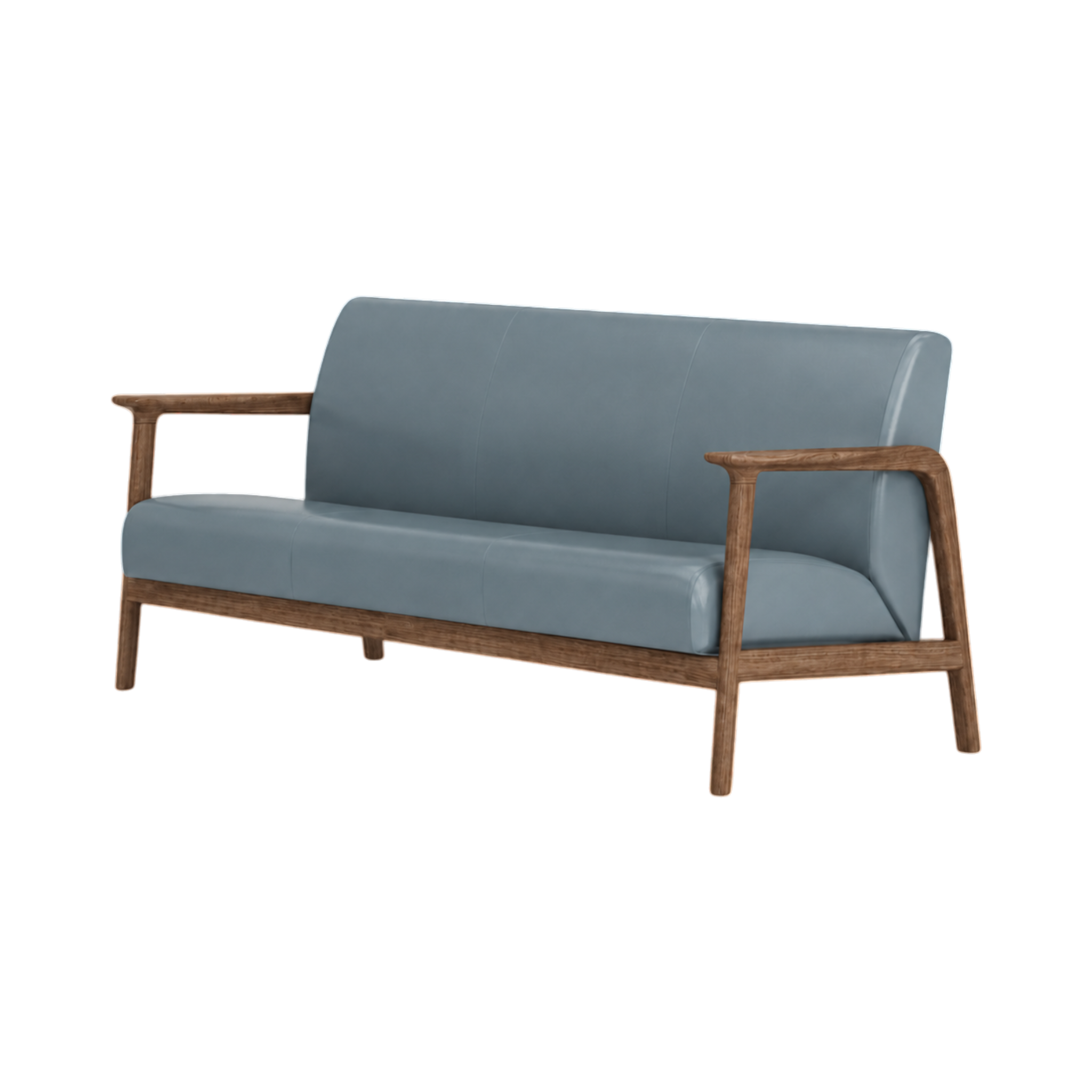Elton Three Seater Sofa – Walnut Oak / Blue