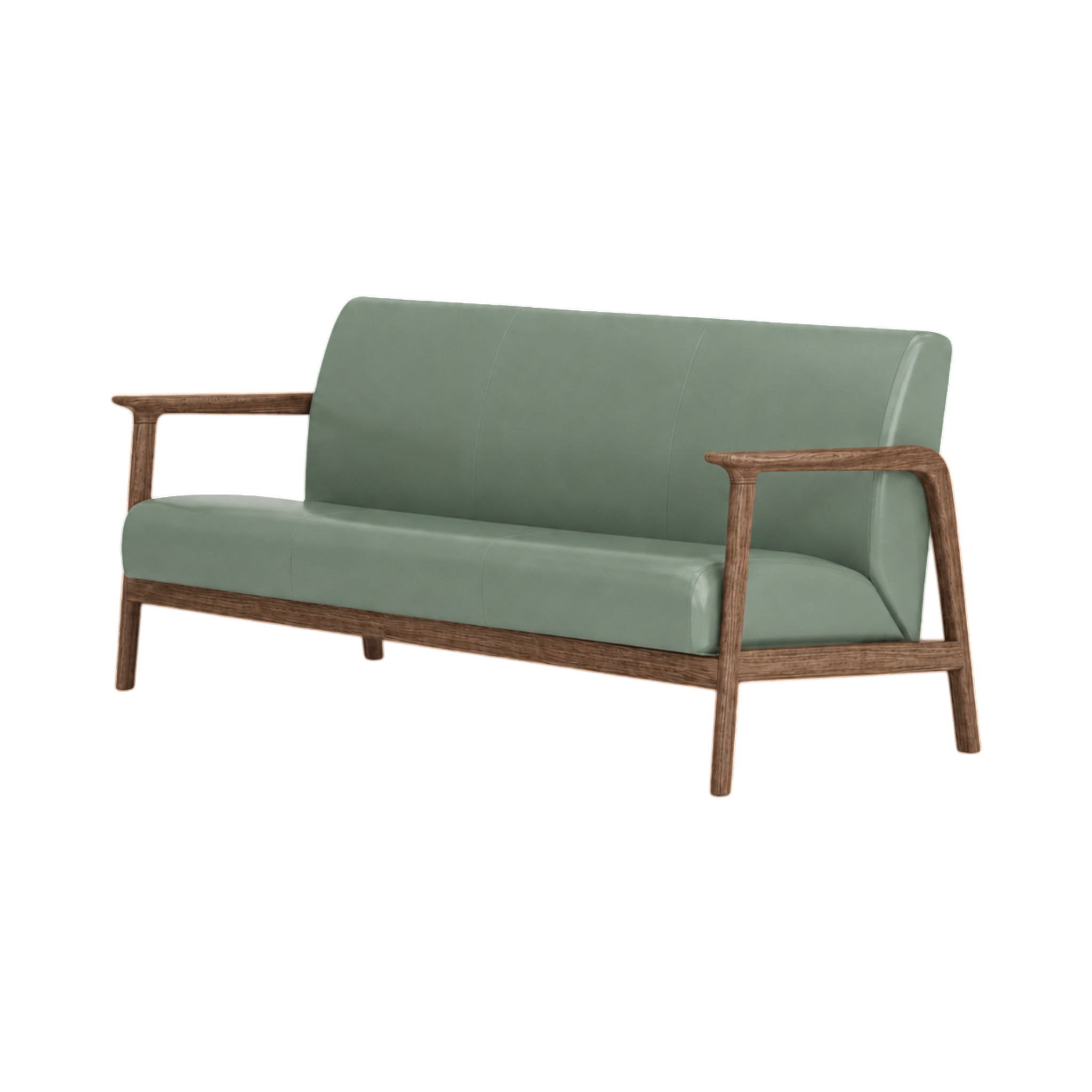 Elton Three Seater Sofa – Walnut Oak / Sage