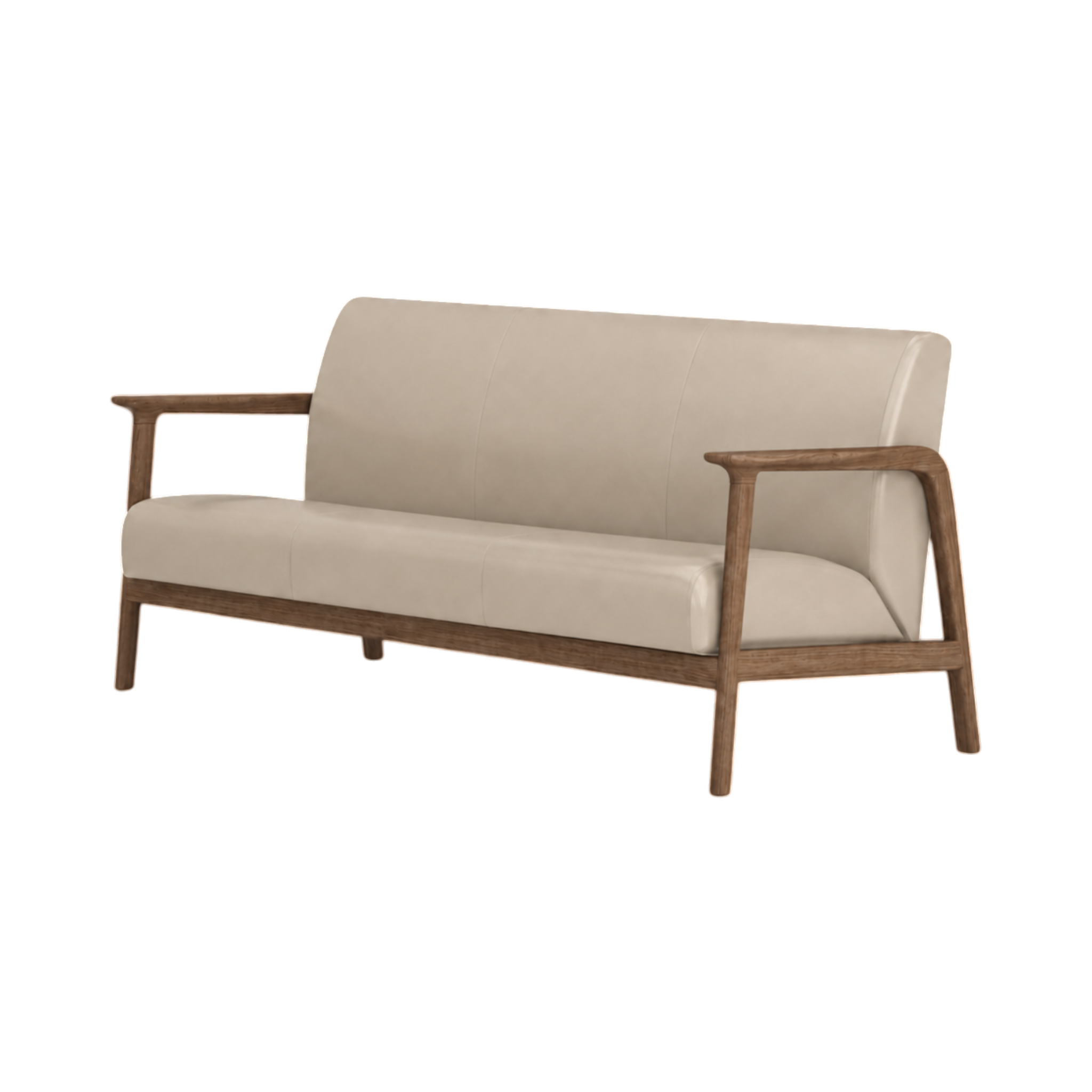 Elton Three Seater Sofa – Walnut Oak / Taupe