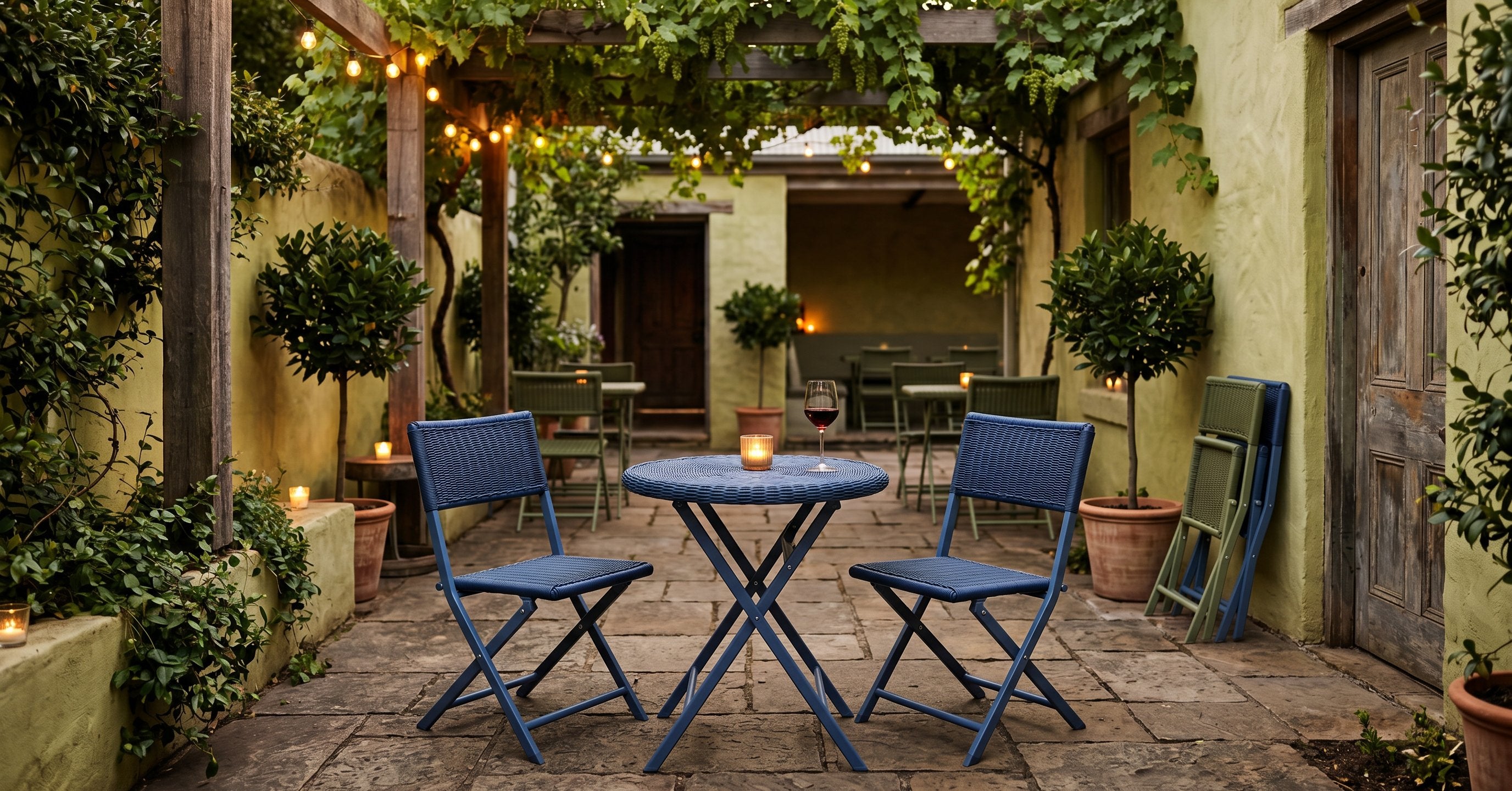 Ivy Folding Chair in-situ scene - Green Loop Global