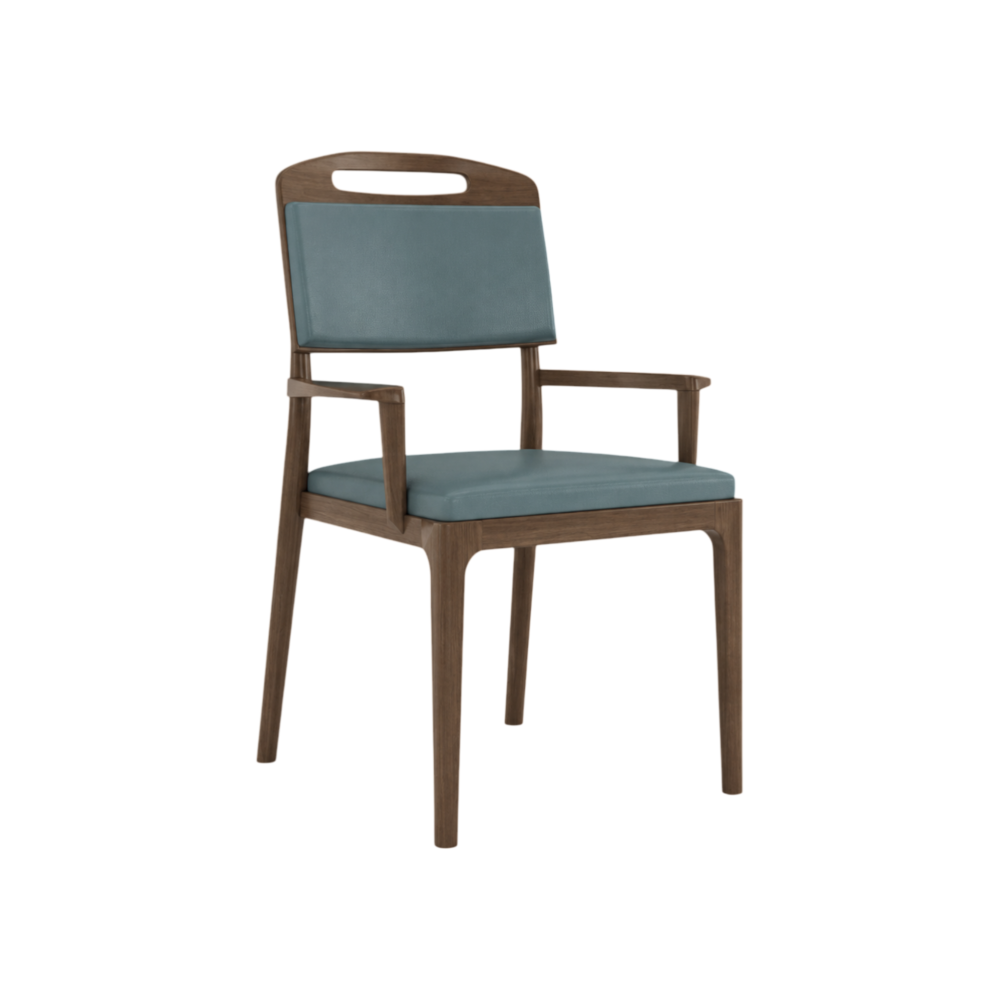 Lennox Dining Chair – Walnut Oak / Blue