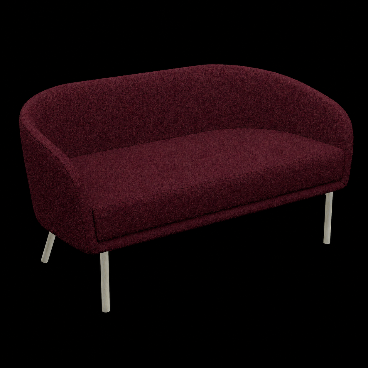 Lune Sofa – 2100mm – Natural Oak / Burgundy
