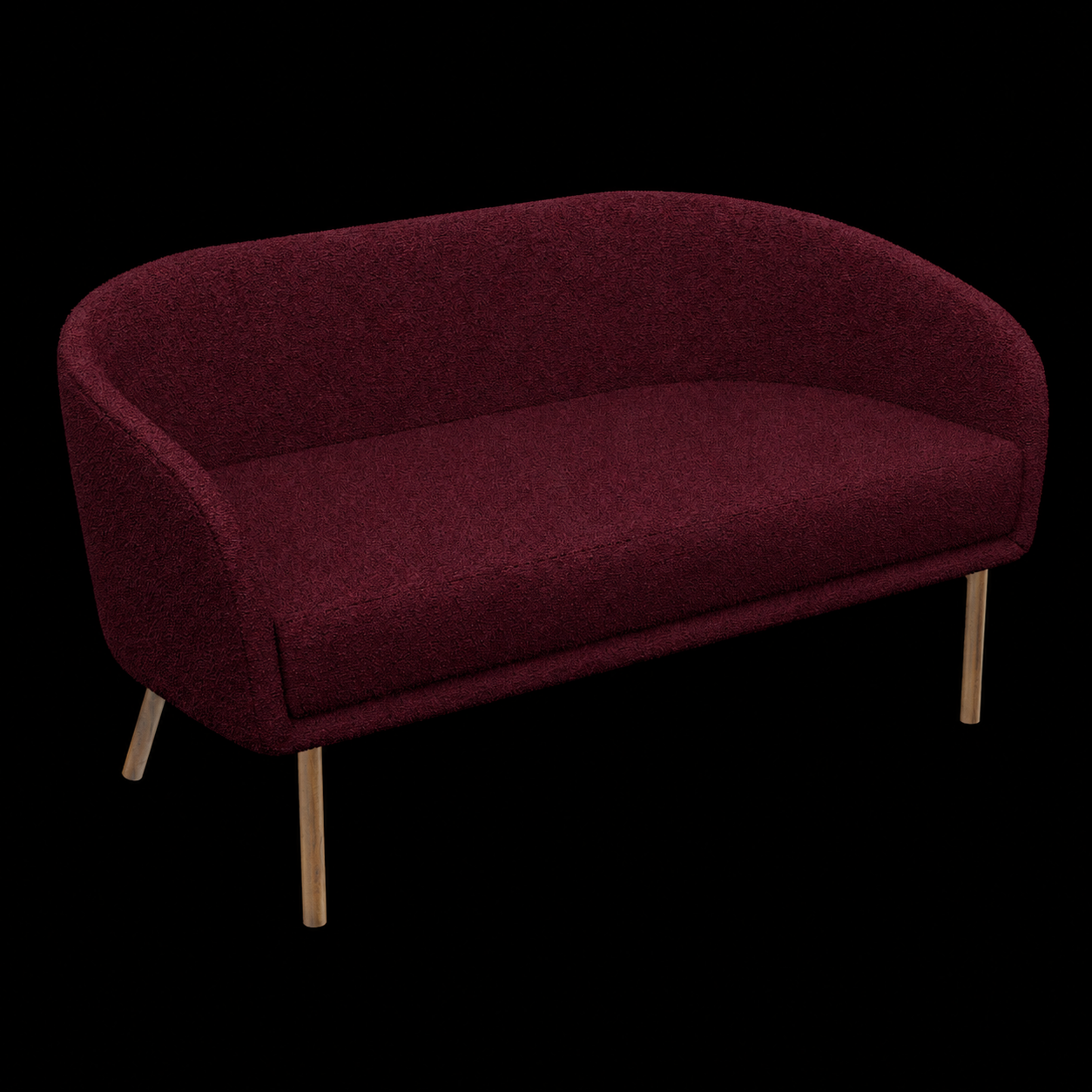 Lune Sofa – 1500mm – Walnut Oak / Burgundy