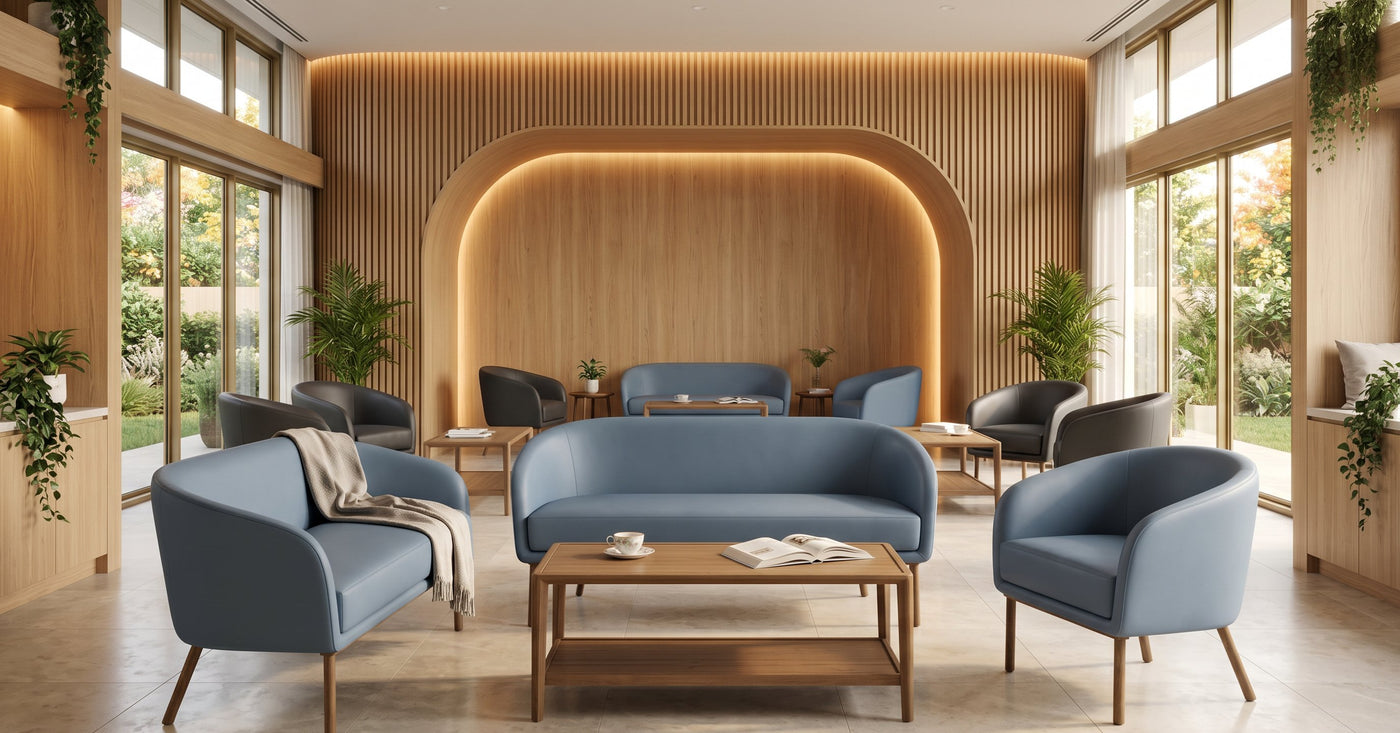 Luner Armchair in an aged-care lounge setting - Green Loop Global