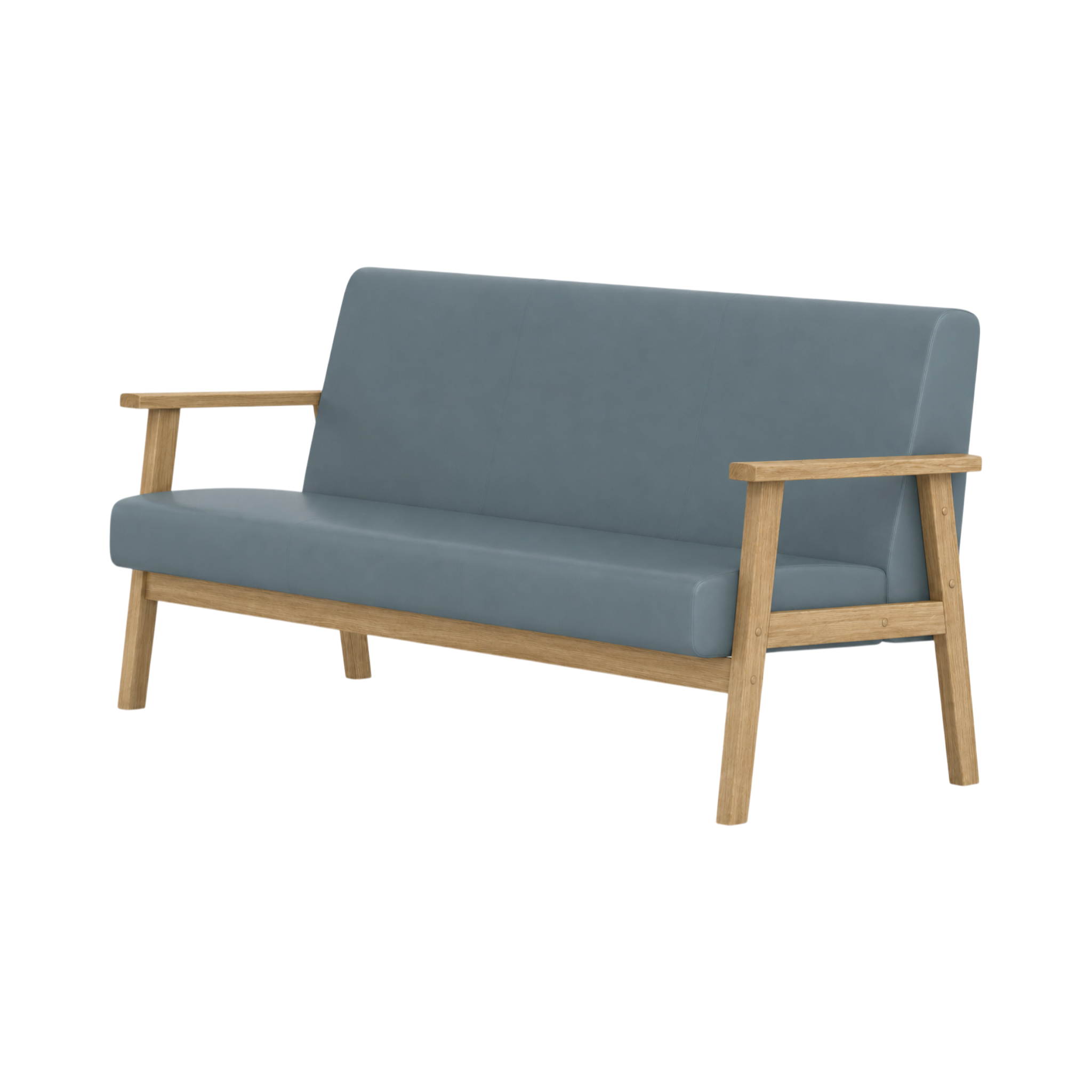 Nolan Two Seater Sofa – Natural Oak / Blue