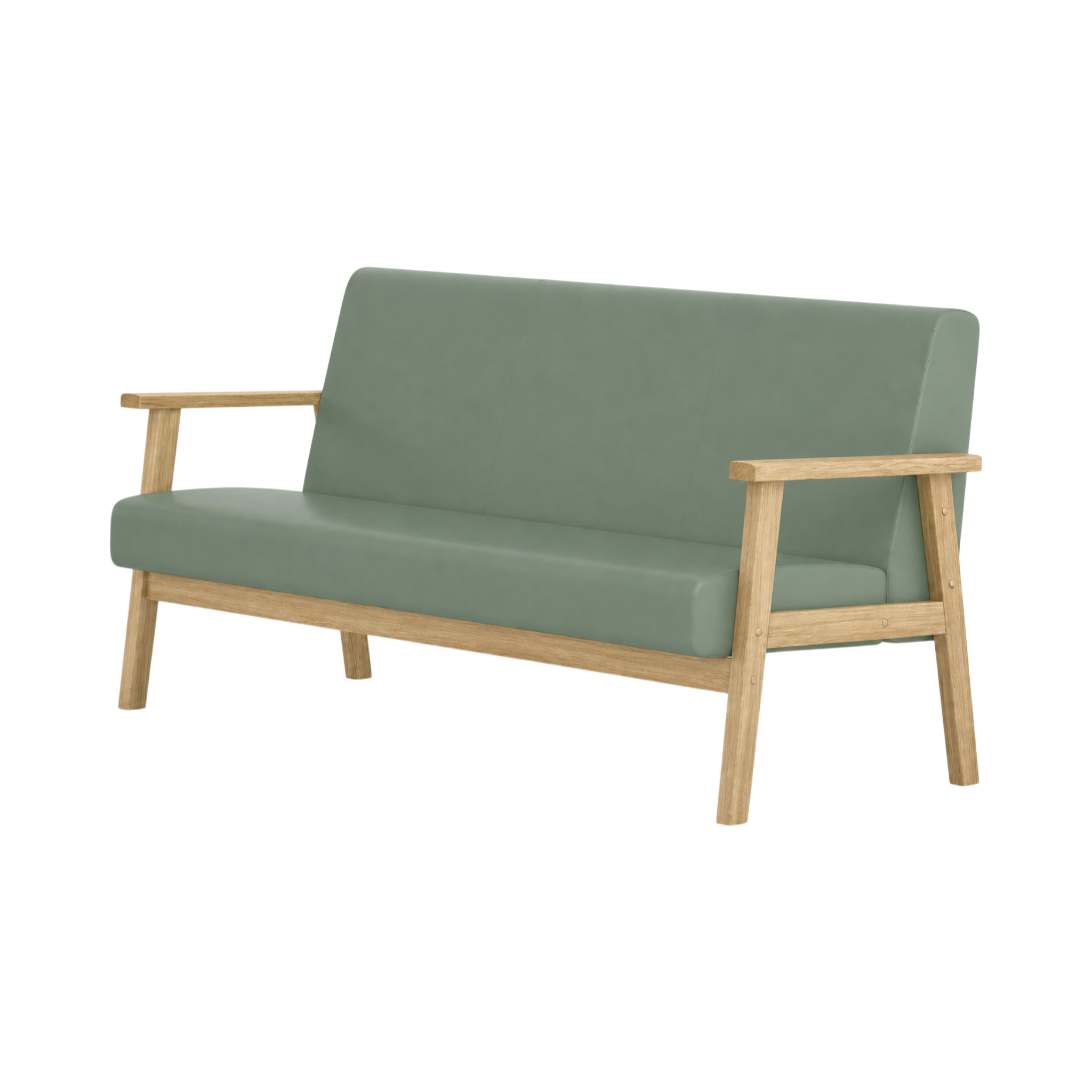 Nolan Two Seater Sofa – Natural Oak / Sage