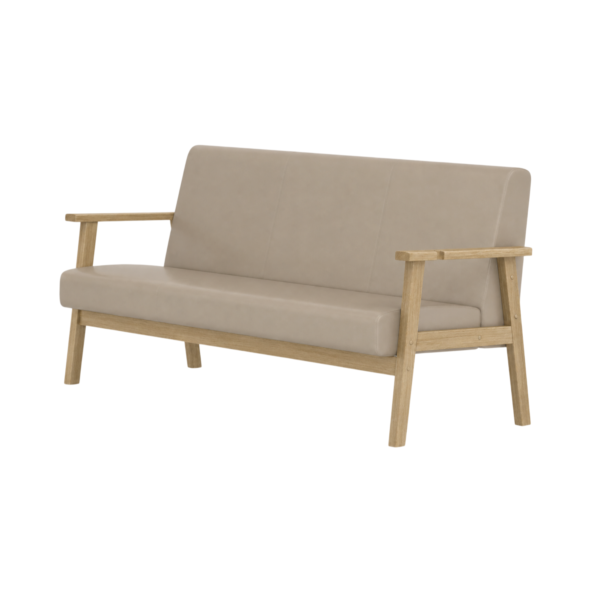 Nolan Two Seater Sofa – Natural Oak / Taupe