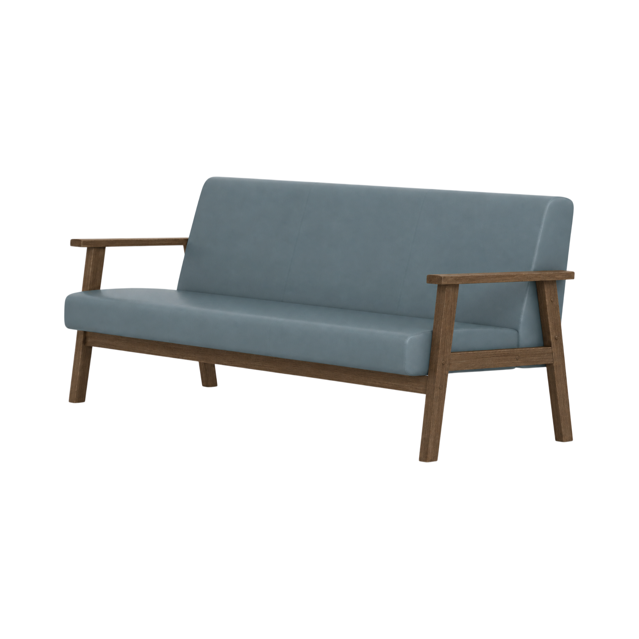 Nolan Two Seater Sofa – Walnut Oak / Blue