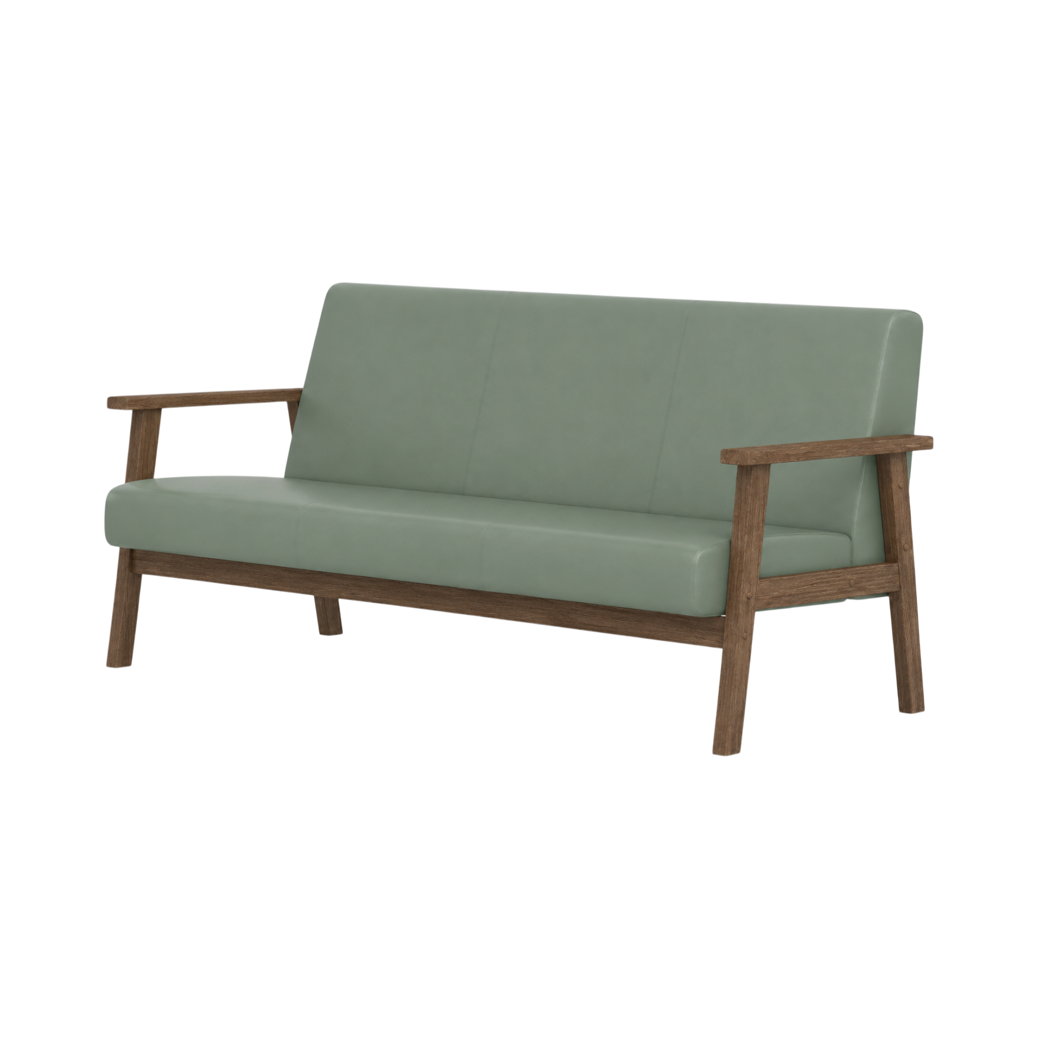 Nolan Two Seater Sofa – Walnut Oak / Sage
