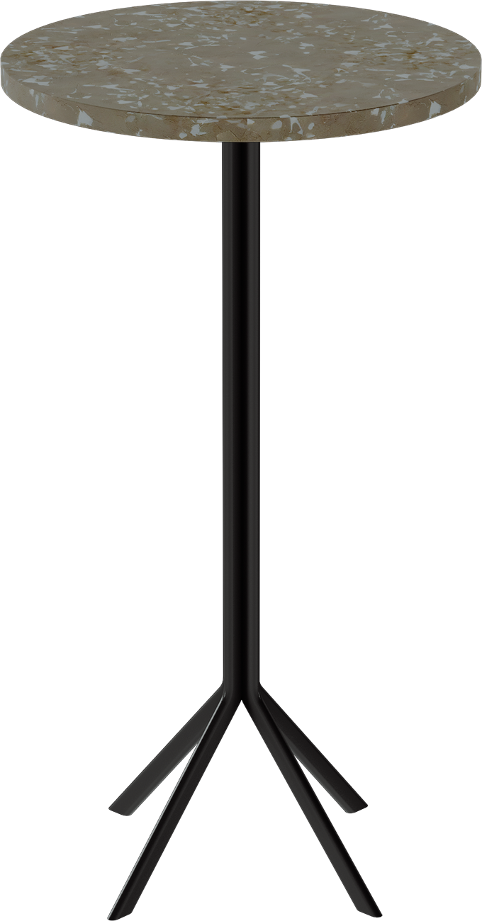 Quadro Bar Table – 60cm Round – Black / Taupe Dapple