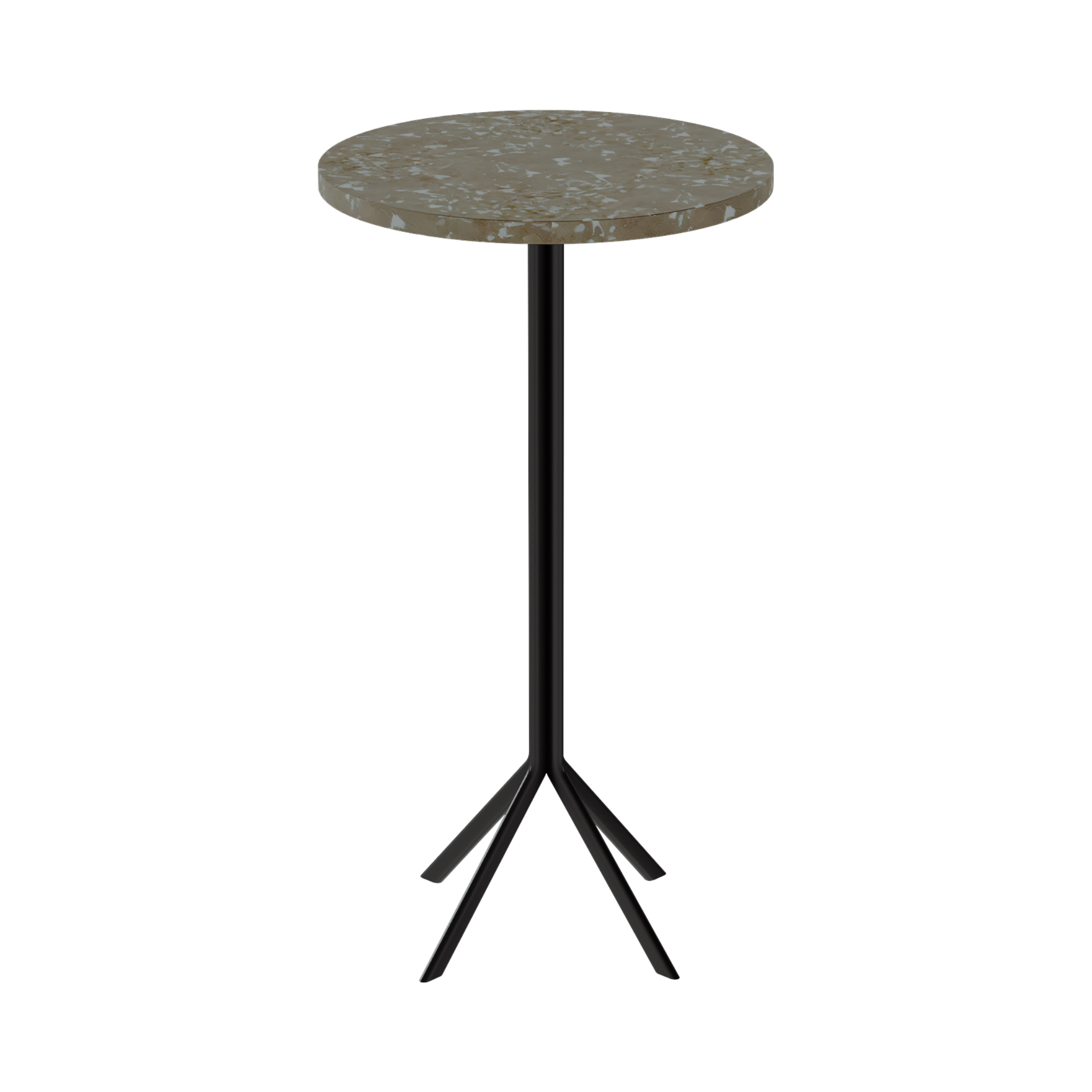 Quadro Bar Table – 60cm Round – Black / Taupe Dapple