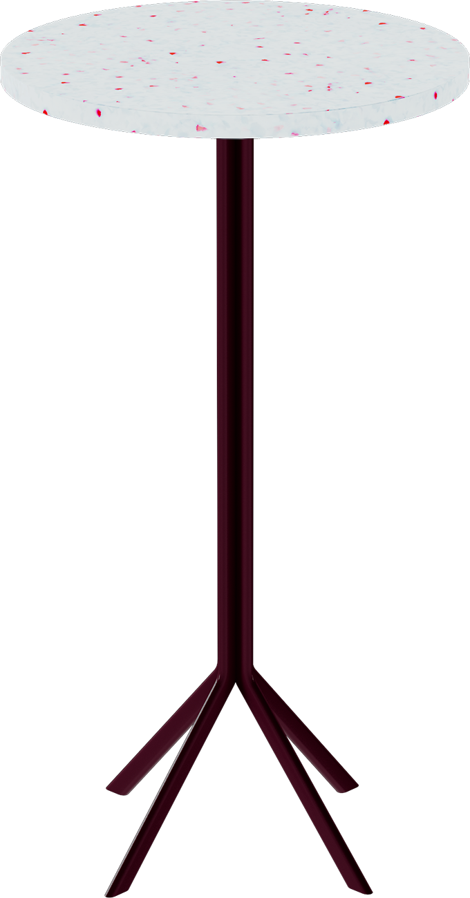 Quadro Bar Table – 60cm Round – Burgundy / Red Dapple