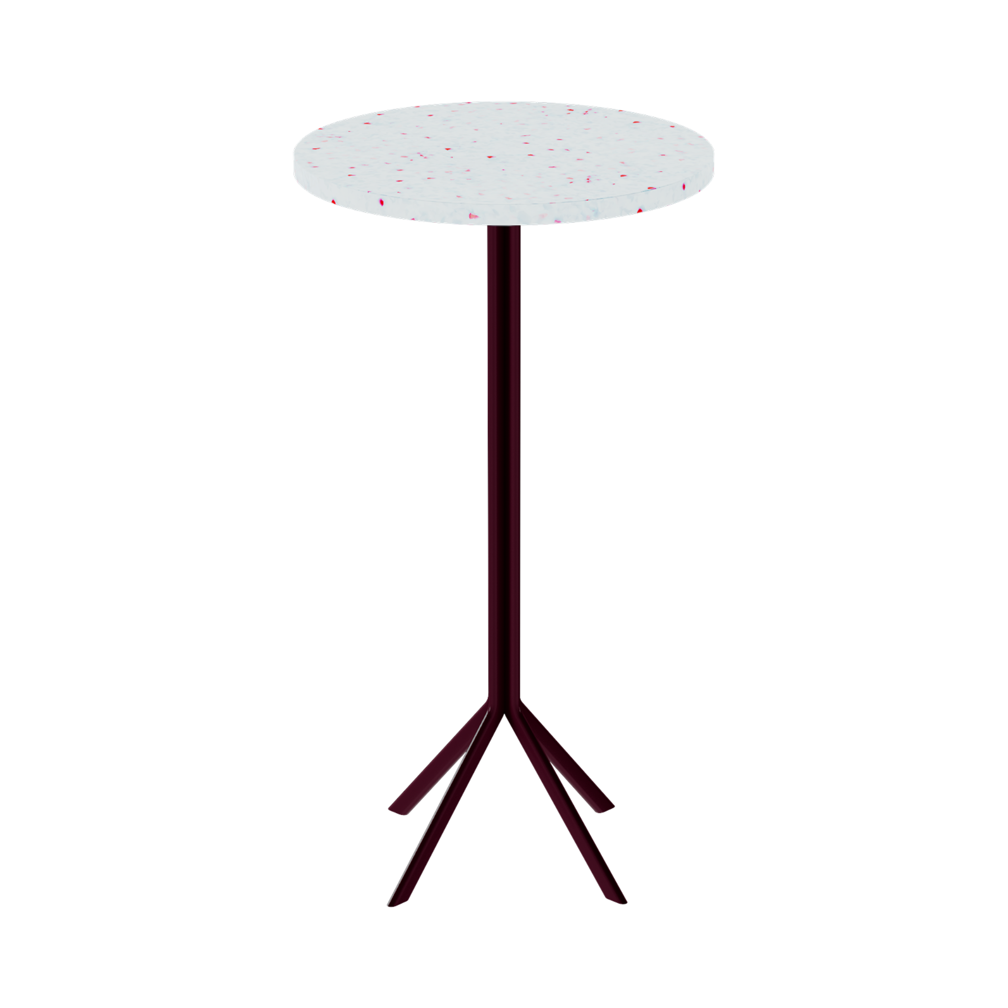 Quadro Bar Table – 60cm Round – Burgundy / Red Dapple