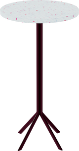 Quadro Bar Table – 60cm Round – Burgundy / Red Dapple