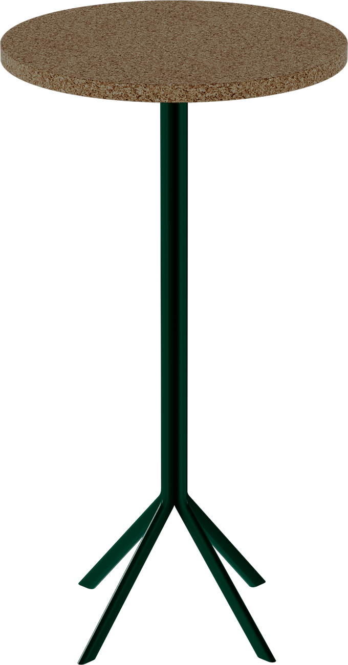 Quadro Bar Table – 60cm Round – Green / Grano Natural