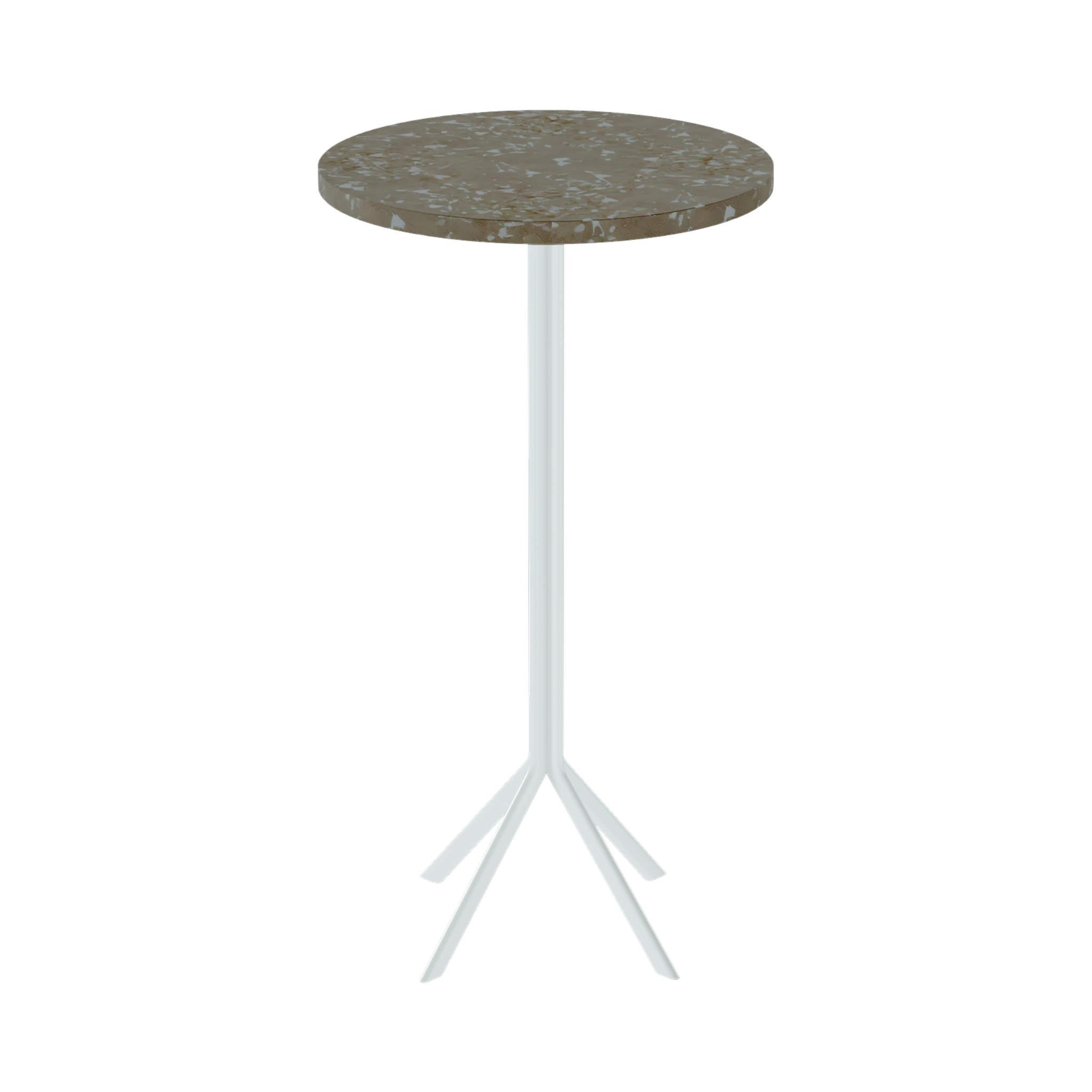 Quadro Bar Table – 60cm Round – White / Taupe Dapple