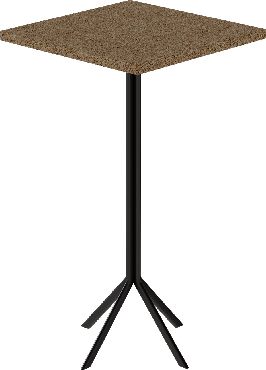 Quadro Bar Table – 60cm Square – Black / Grano Natural