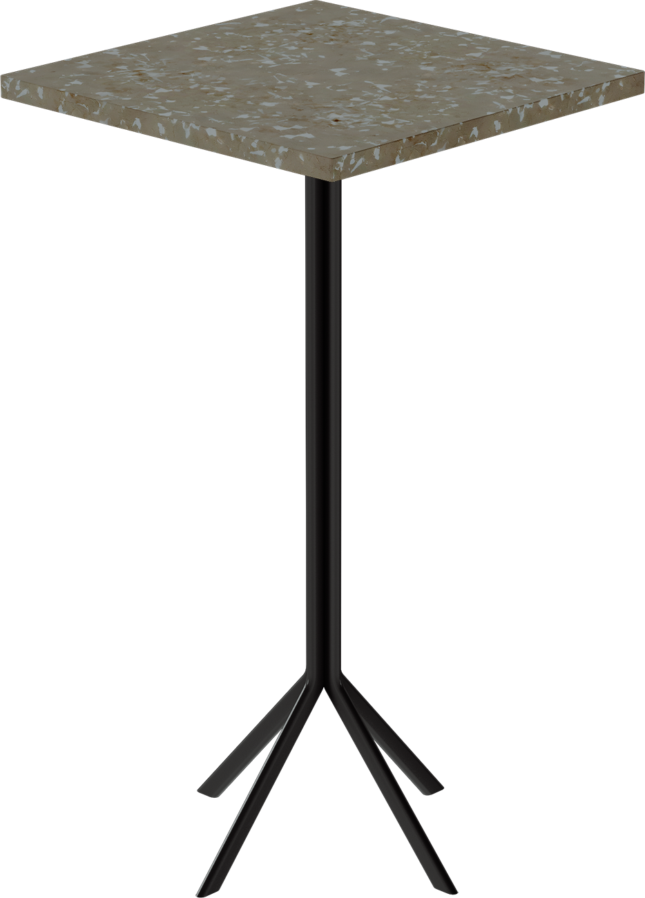 Quadro Bar Table – 60cm Square – Black / Taupe Dapple