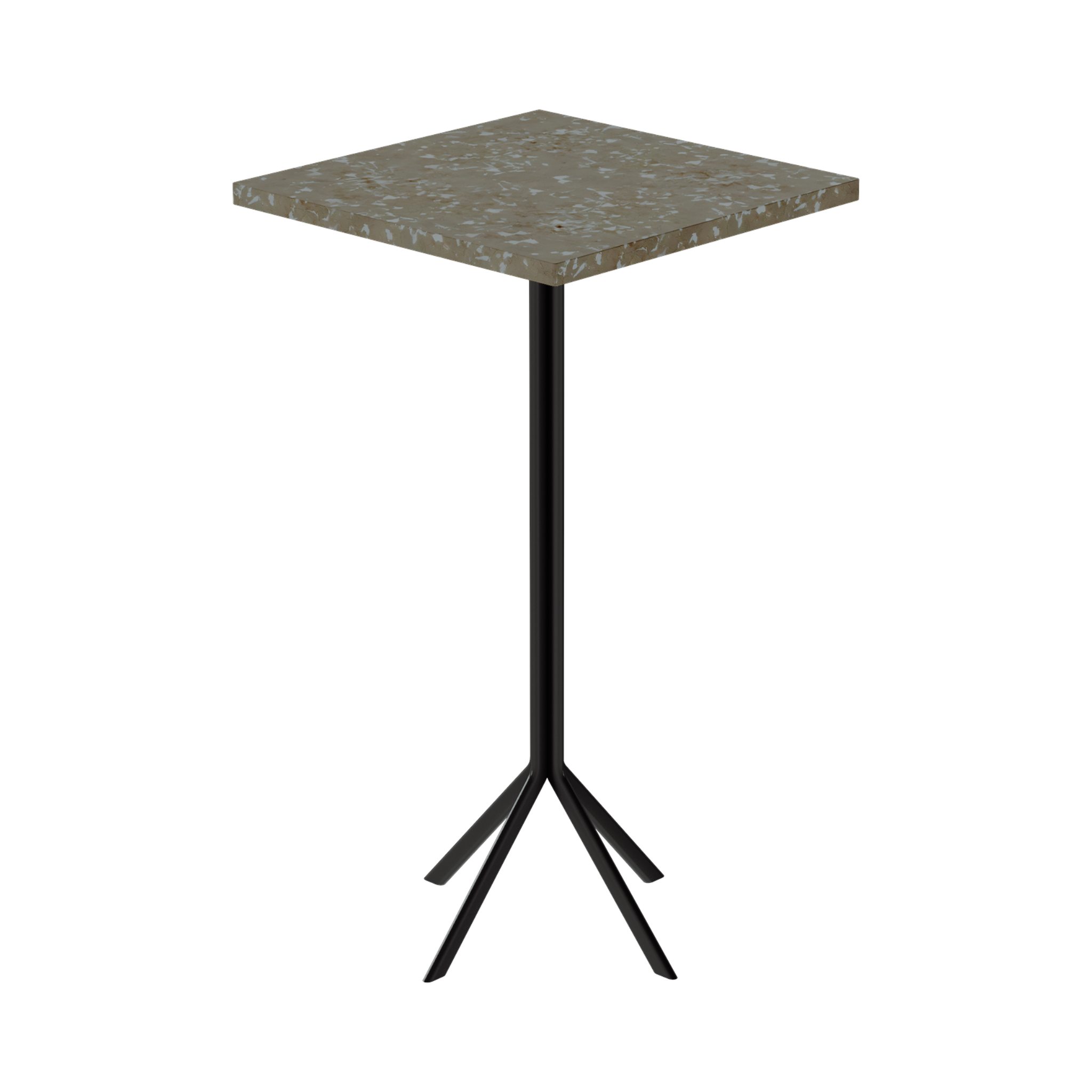 Quadro Bar Table – 60cm Square – Black / Taupe Dapple