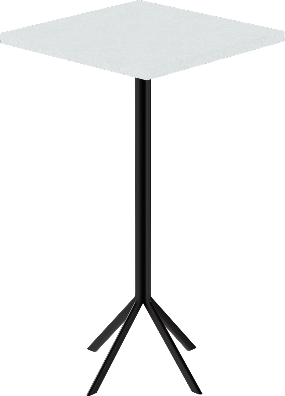 Quadro Bar Table – 60cm Square – Black / White Chalk Dapple