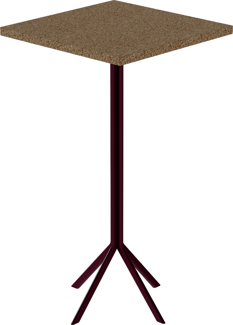 Quadro Bar Table – 60cm Square – Burgundy / Grano Natural
