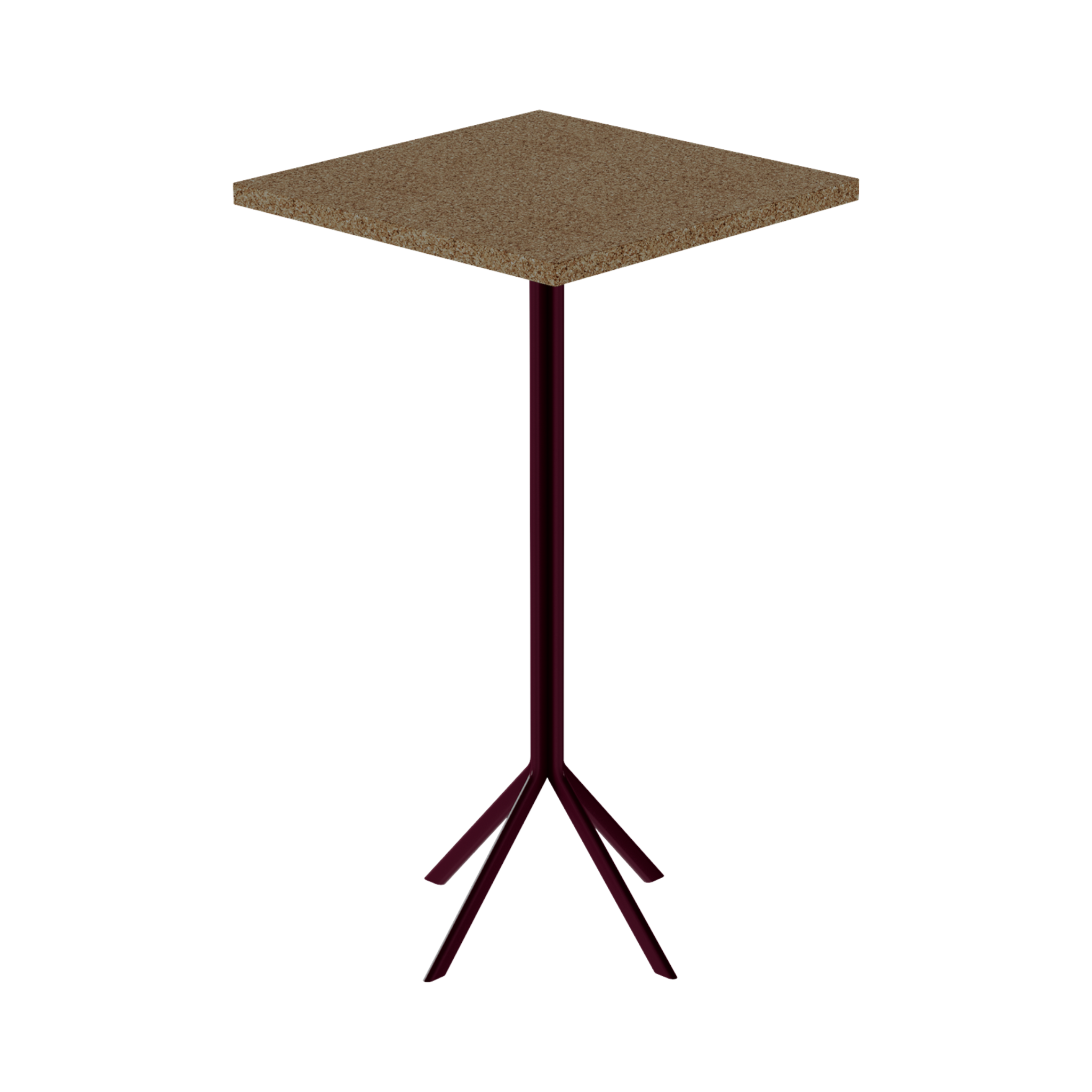 Quadro Bar Table – 60cm Square – Burgundy / Grano Natural