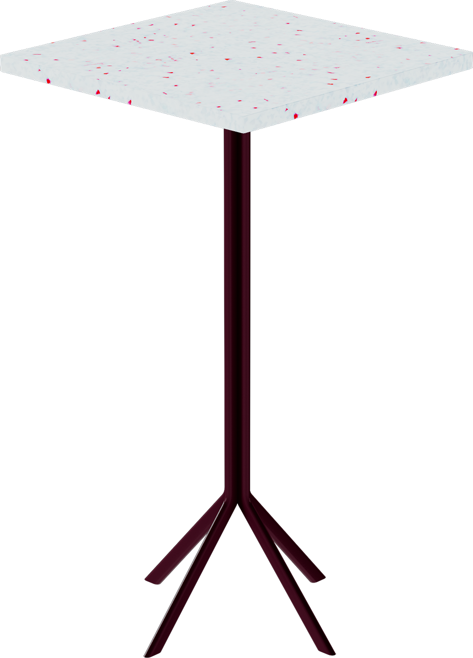 Quadro Bar Table – 60cm Square – Burgundy / Red Dapple