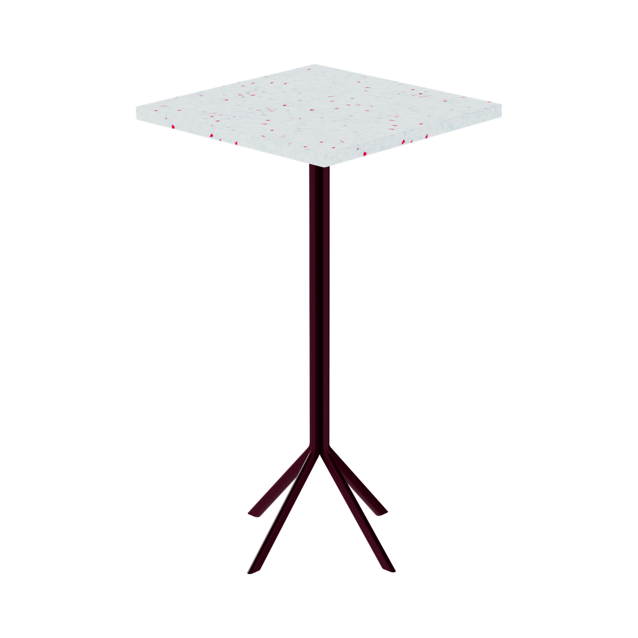 Quadro Bar Table – 60cm Square – Burgundy / Red Dapple