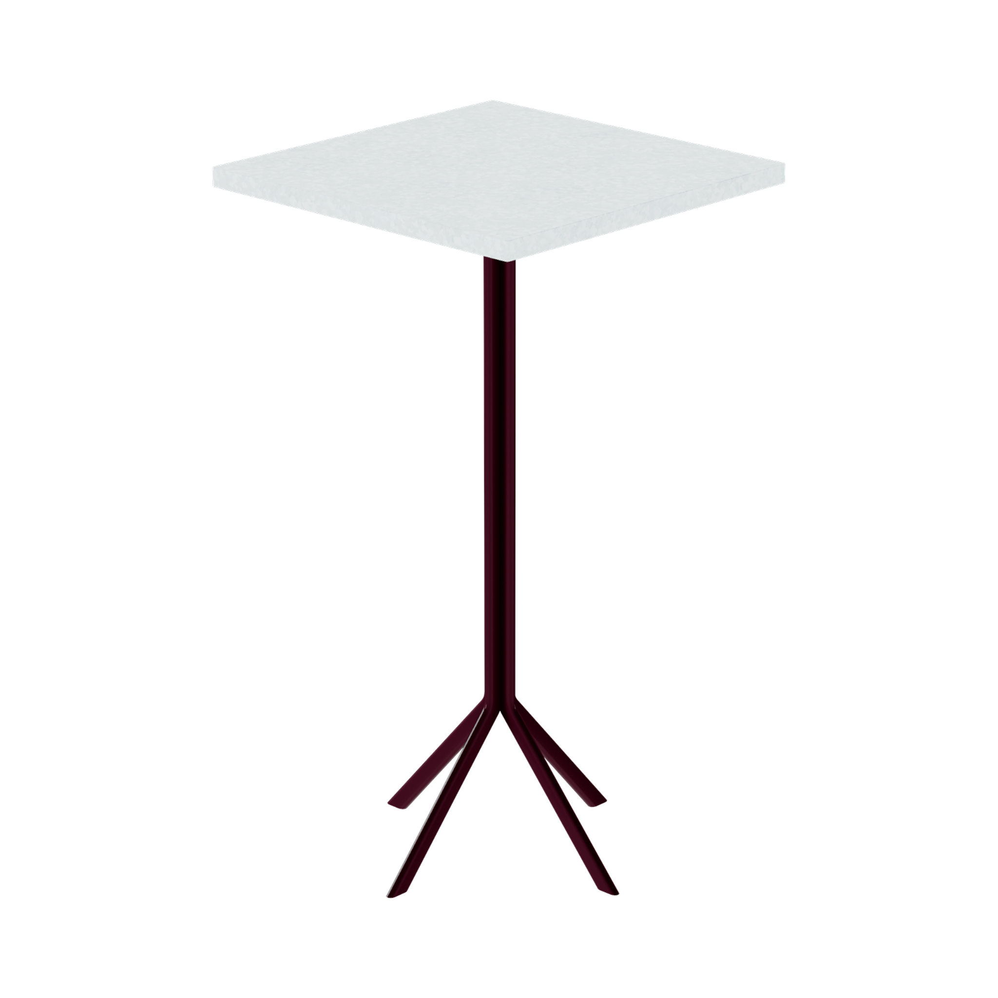 Quadro Bar Table – 60cm Square – Burgundy / White Chalk Dapple