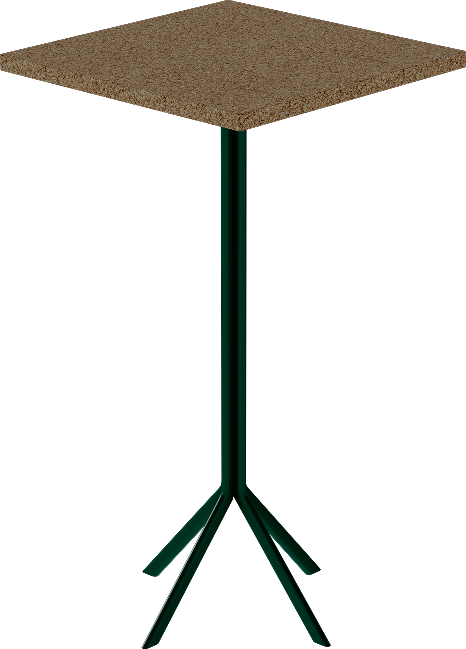 Quadro Bar Table – 60cm Square – Green / Grano Natural
