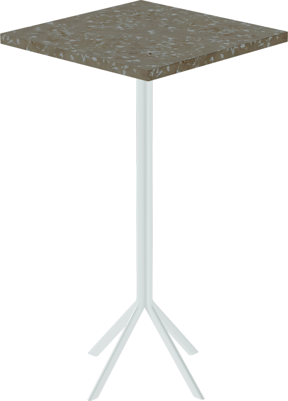 Quadro Bar Table – 60cm Square – White / Taupe Dapple