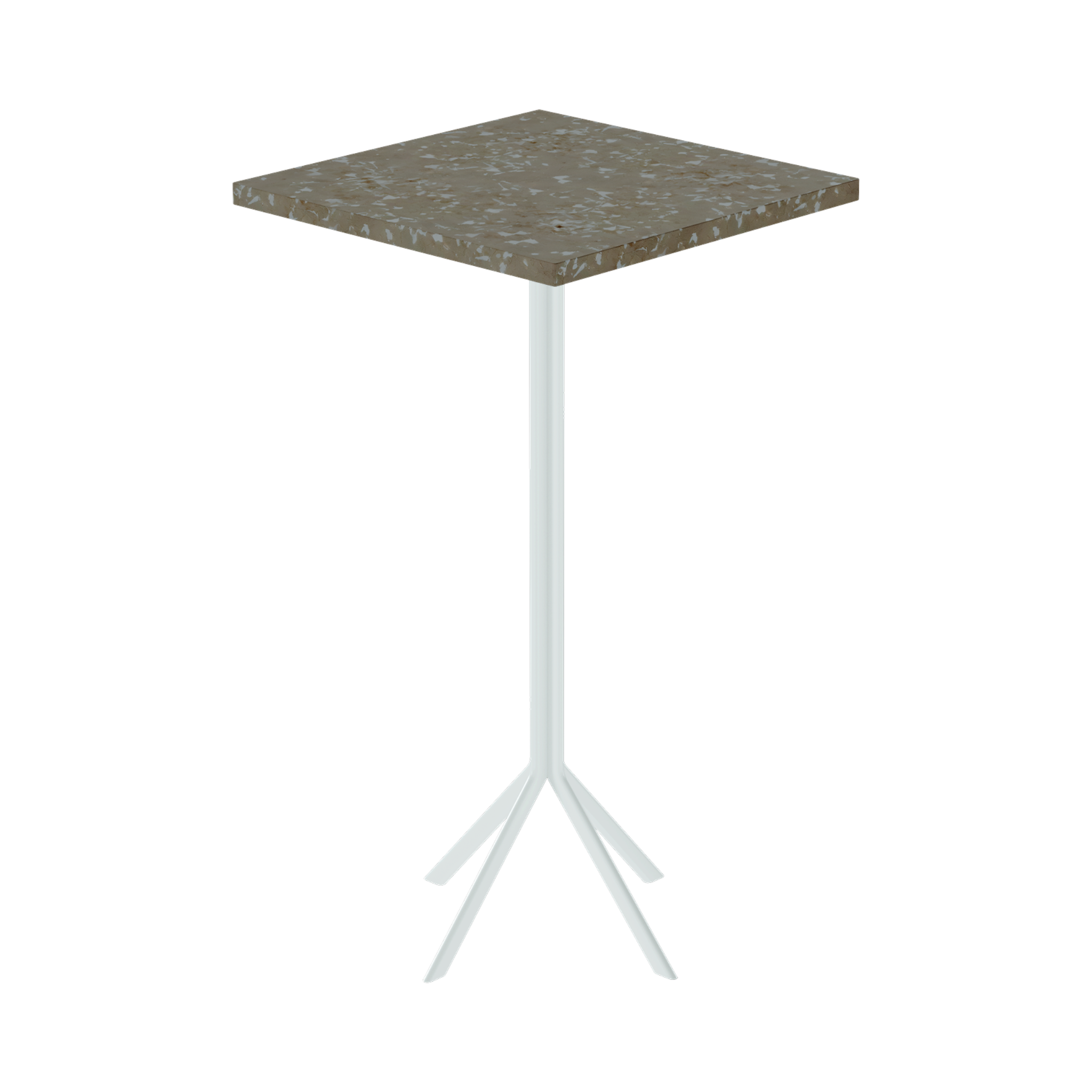 Quadro Bar Table – 60cm Square – White / Taupe Dapple