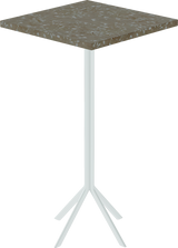 Quadro Bar Table – 60cm Square – White / Taupe Dapple