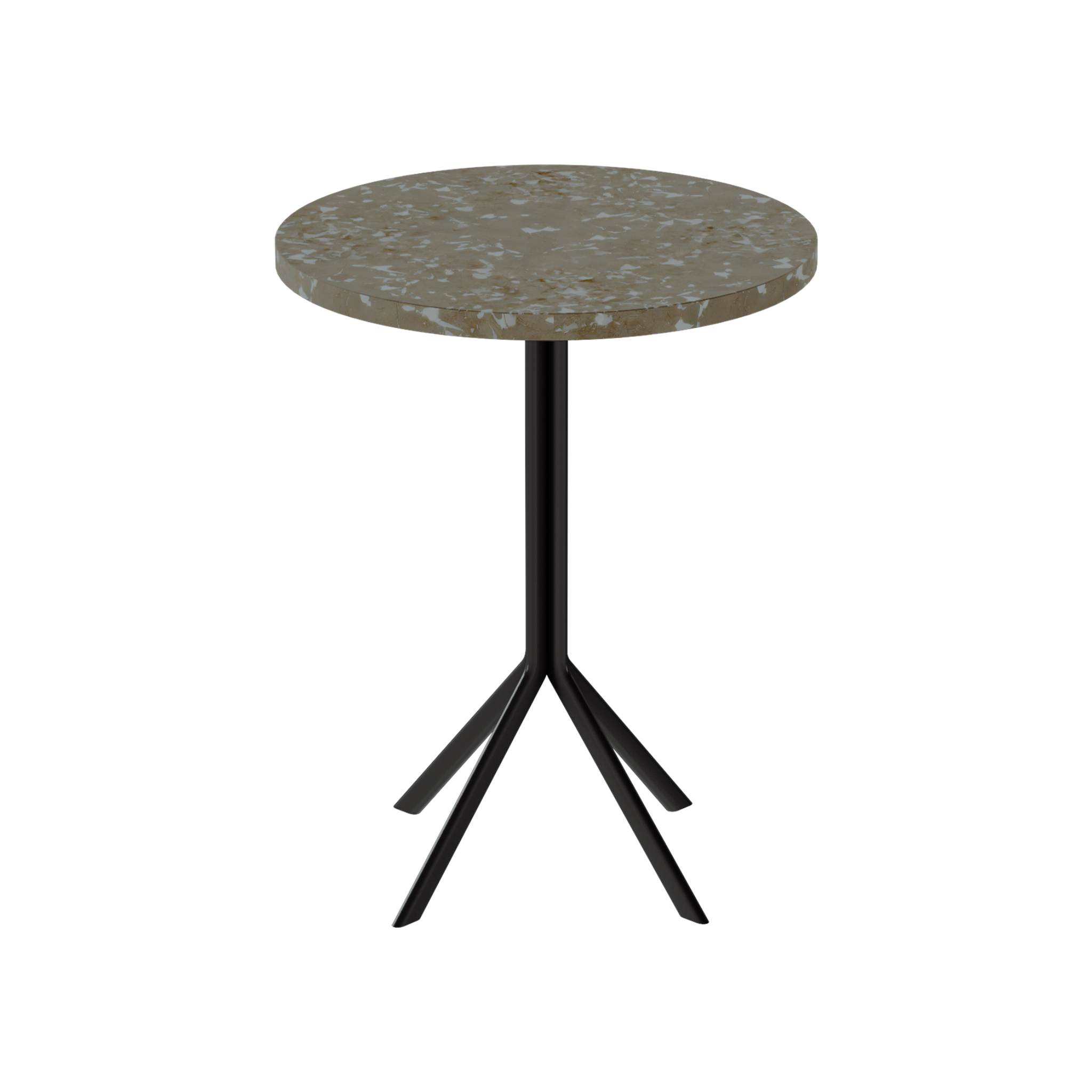 Quadro Cafe Table – 60cm Round – Black / Taupe Dapple