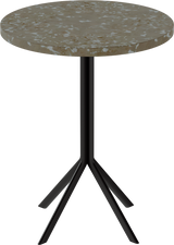 Quadro Cafe Table – 60cm Round – Black / Taupe Dapple