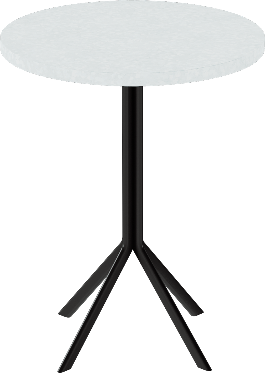 Quadro Cafe Table – 60cm Round – Black / White Chalk Dapple