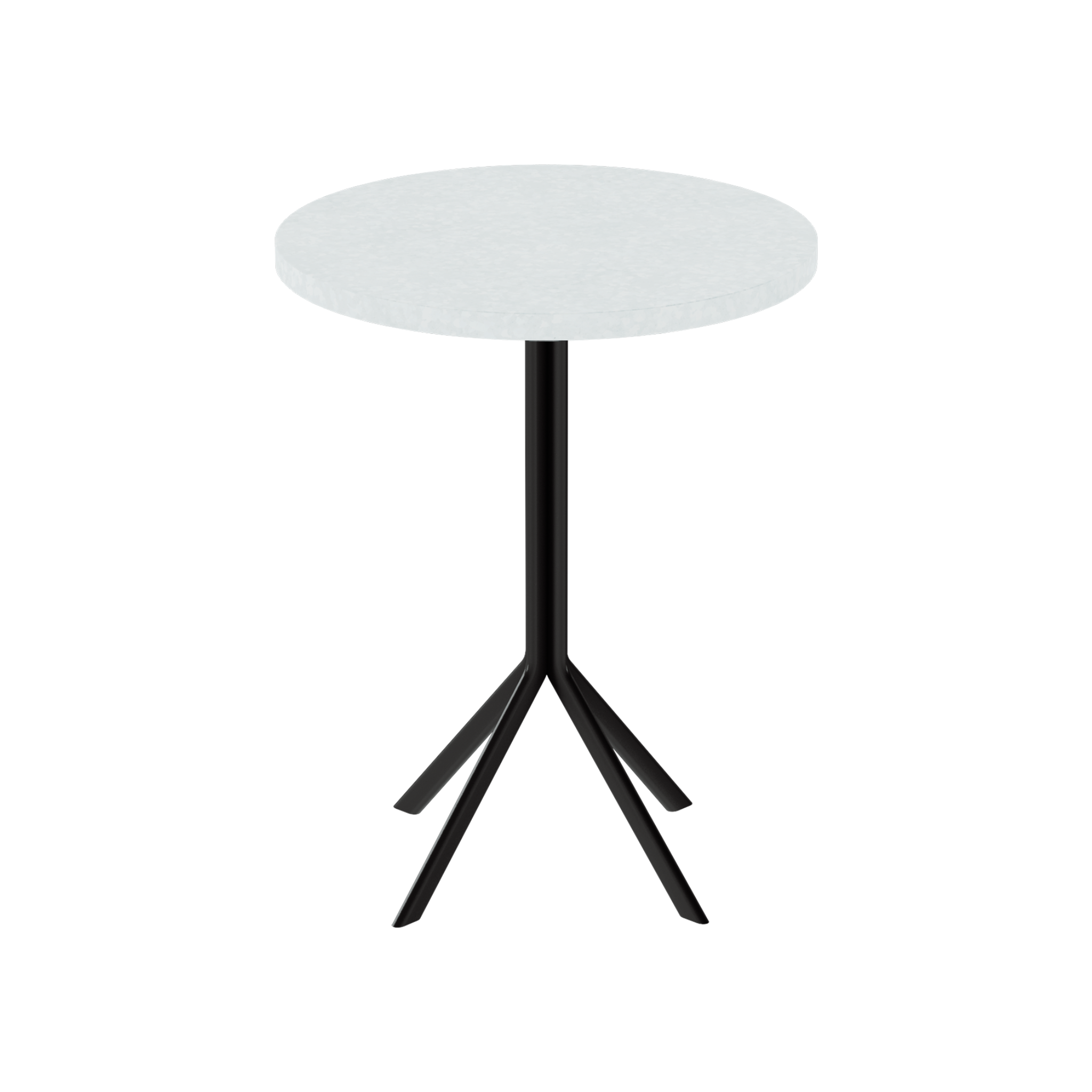 Quadro Cafe Table – 60cm Round – Black / White Chalk Dapple