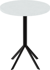 Quadro Cafe Table – 60cm Round – Black / White Chalk Dapple