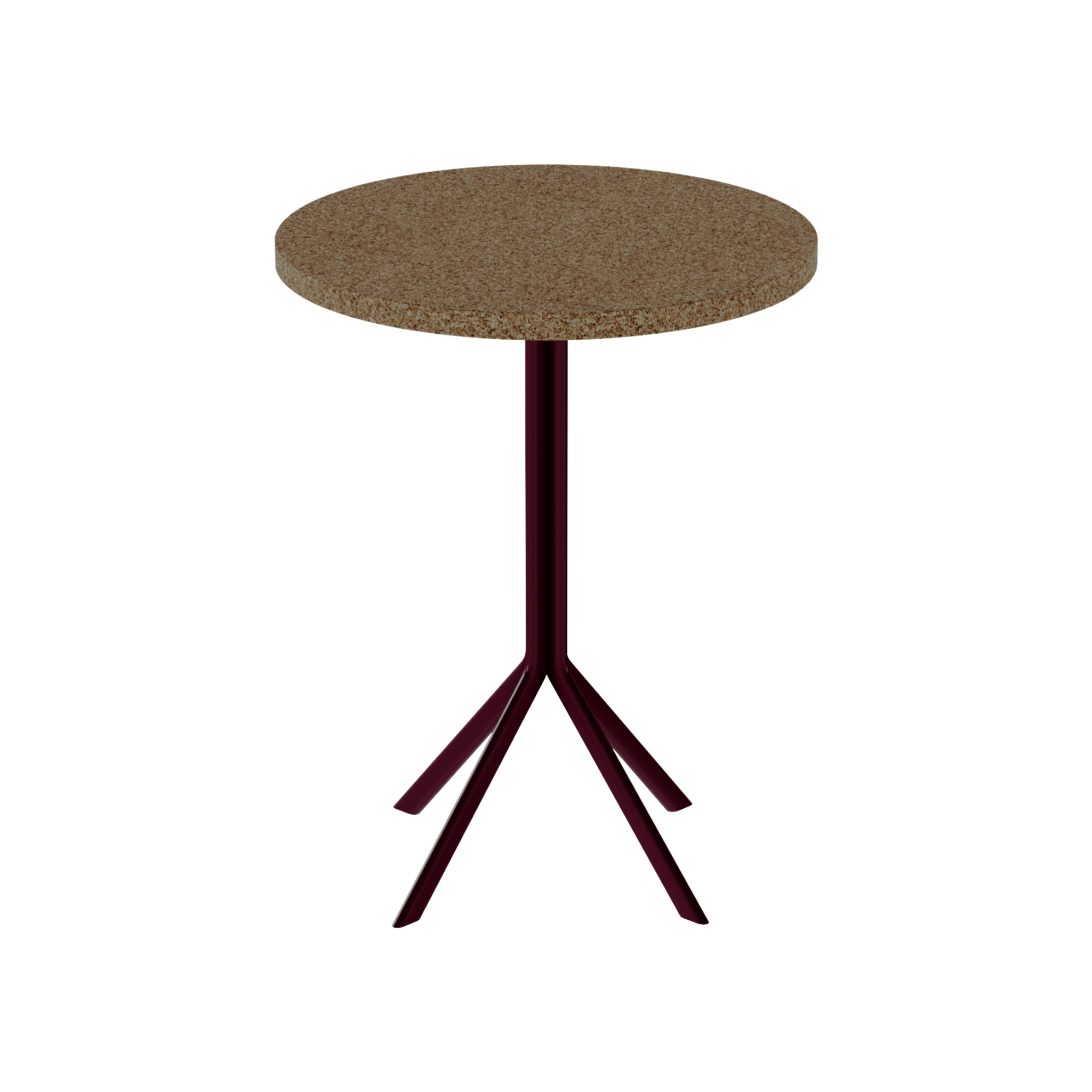 Quadro Cafe Table – 60cm Round – Burgundy / Grano Natural
