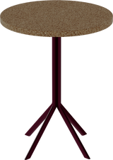 Quadro Cafe Table – 60cm Round – Burgundy / Grano Natural
