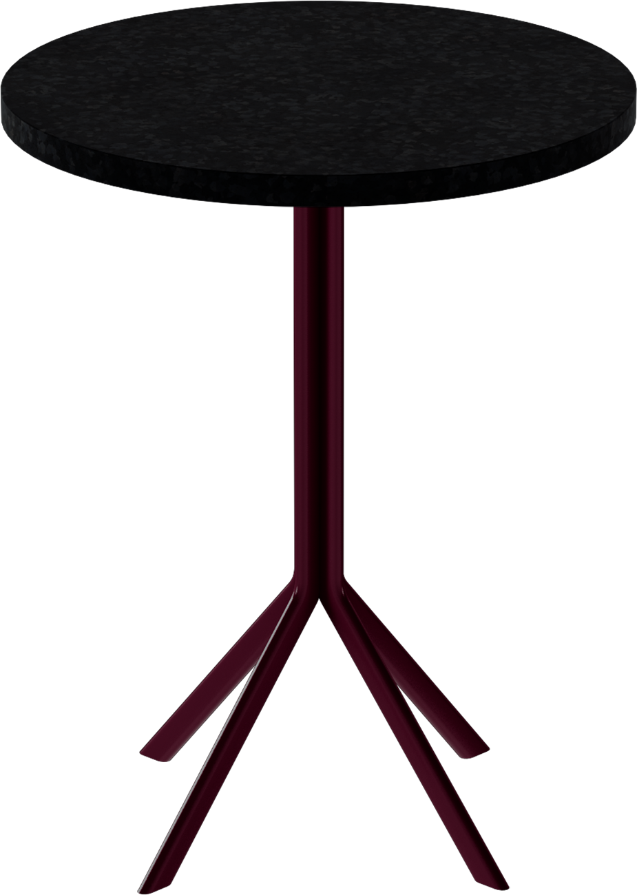 Quadro Cafe Table – 60cm Round – Burgundy / Black Onyx Dapple