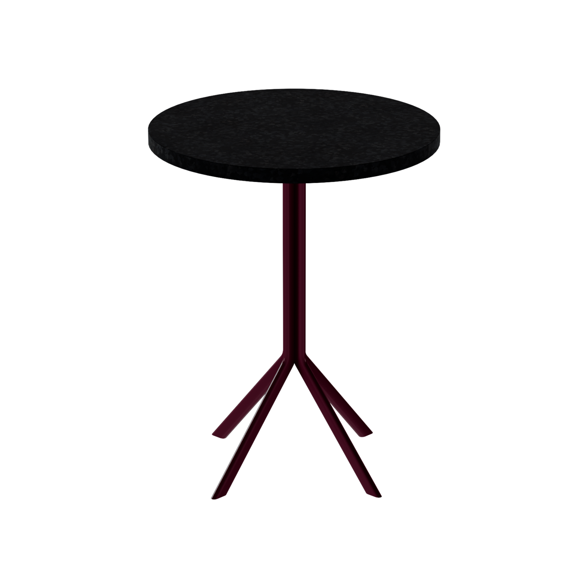 Quadro Cafe Table – 60cm Round – Burgundy / Black Onyx Dapple