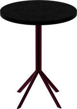 Quadro Cafe Table – 60cm Round – Burgundy / Black Onyx Dapple