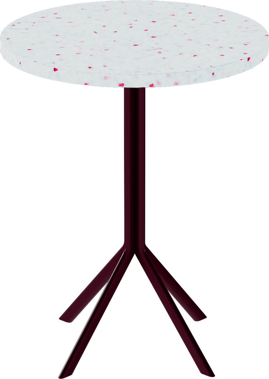 Quadro Cafe Table – 60cm Round – Burgundy / Red Dapple