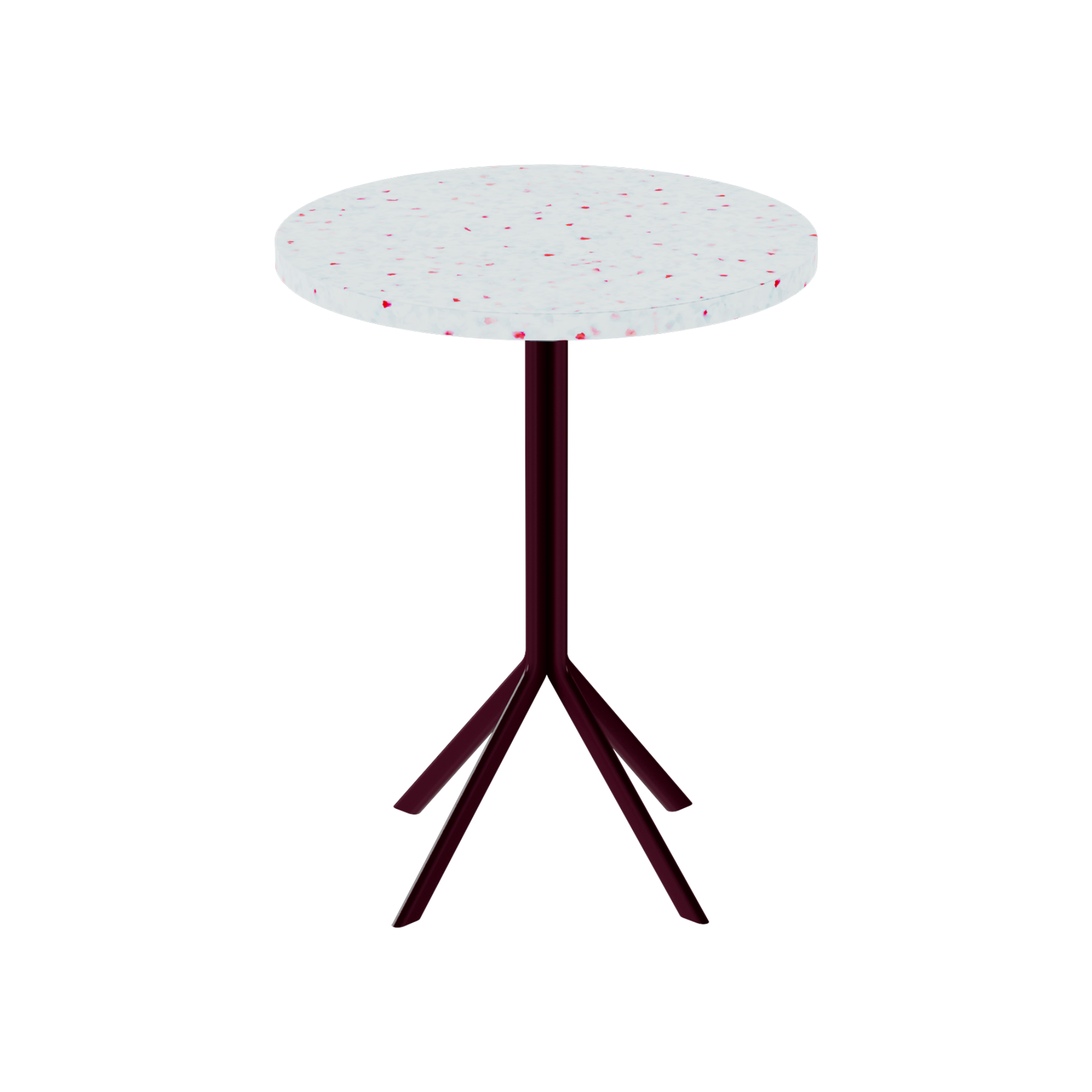 Quadro Cafe Table – 60cm Round – Burgundy / Red Dapple