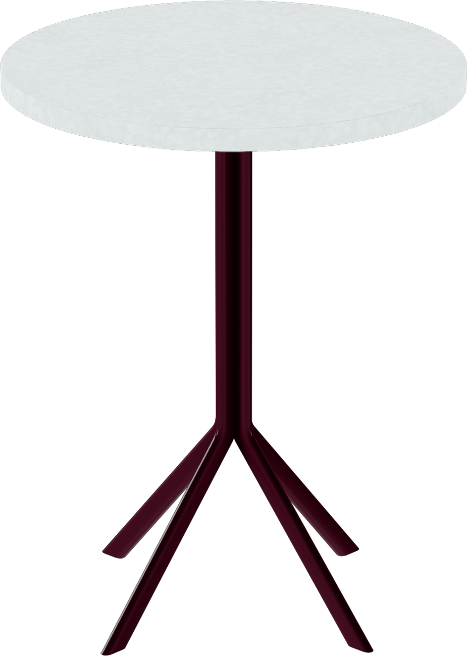 Quadro Cafe Table – 60cm Round – Burgundy / White Chalk Dapple