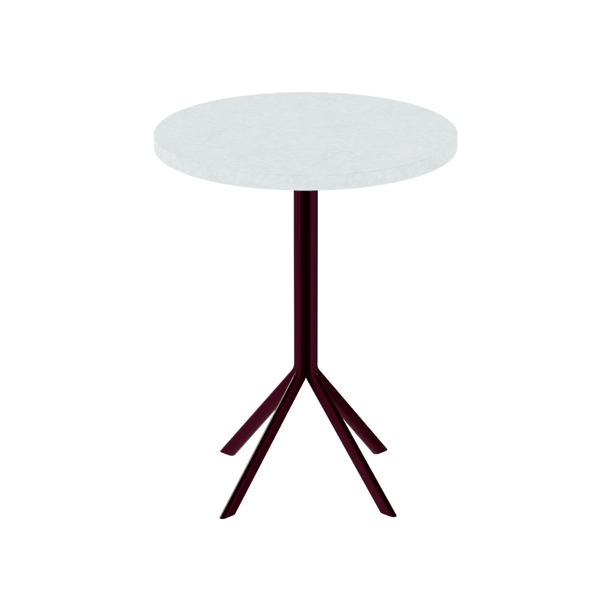 Quadro Cafe Table – 60cm Round – Burgundy / White Chalk Dapple