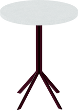 Quadro Cafe Table – 60cm Round – Burgundy / White Chalk Dapple