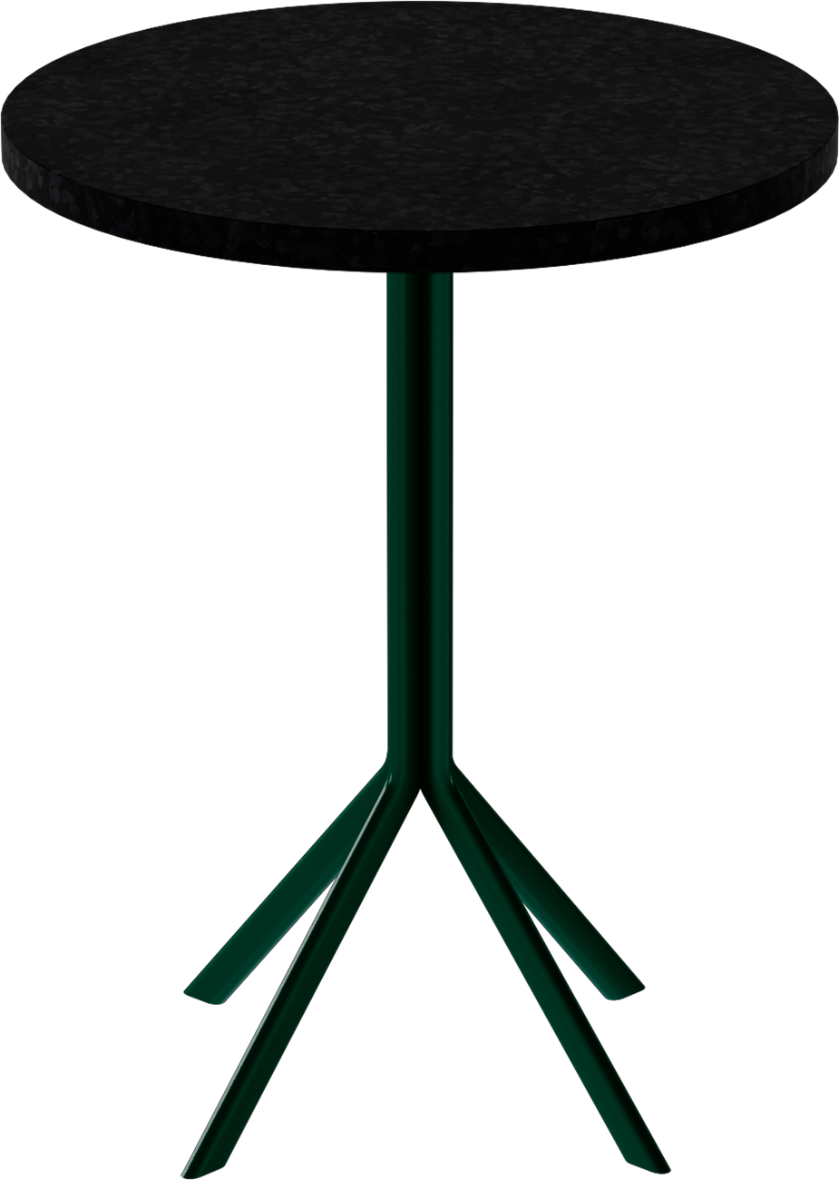 Quadro Cafe Table – 60cm Round – Green / Black Onyx Dapple